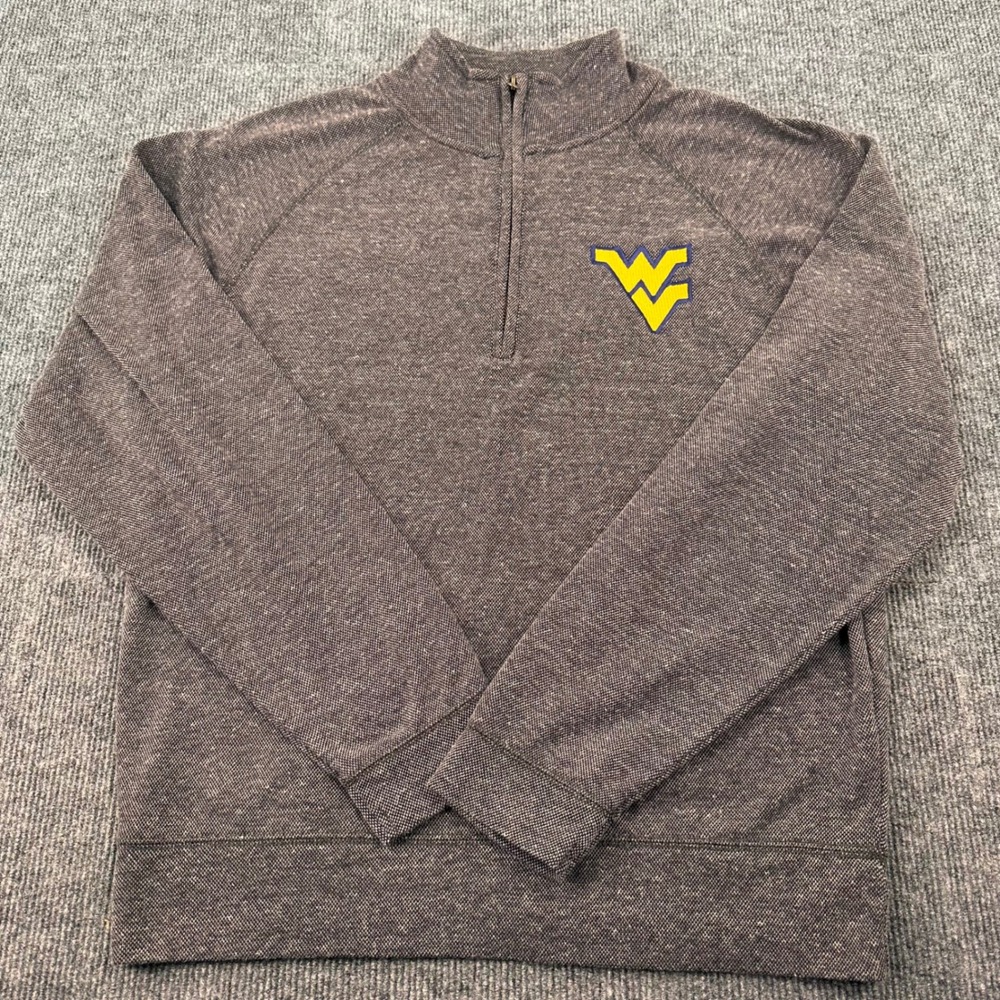 Camp David Quarter Zip Pullover Mens Medium West Virginia WVU Gray Modern Casual